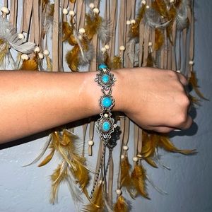 Faux silver and turquoise bracelet